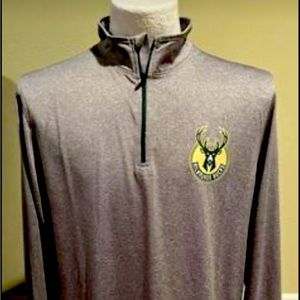 NBA MILWAUKEE BUCKS Men's Pullover Quarter Zip Long Sleeve Shirt - LARGE